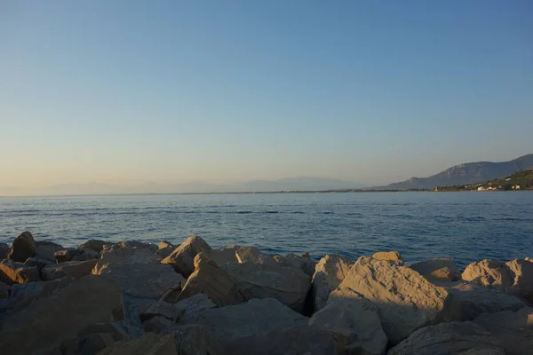 Zonsondergang Het Strand Van Agropoli Cilento Italië — Stockfoto