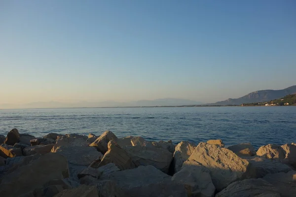 Puesta Sol Playa Agropoli Cilento Italia — Foto de Stock