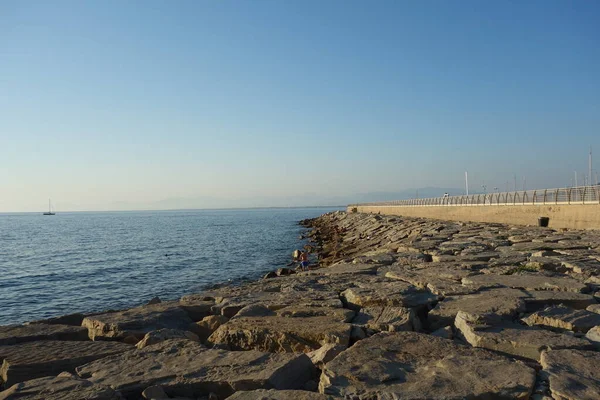 Pôr Sol Praia Agropoli Cilento Itália — Fotografia de Stock