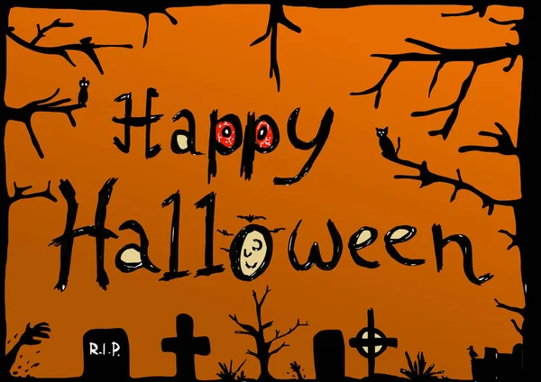 Feliz Noche Halloween Cementerio — Foto de Stock