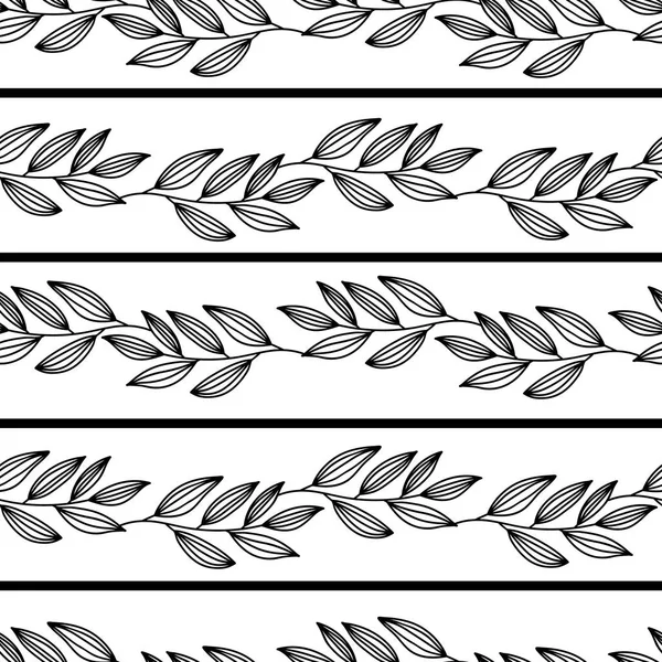 horizontal lines leaves Abstract monochrome seamless pattern