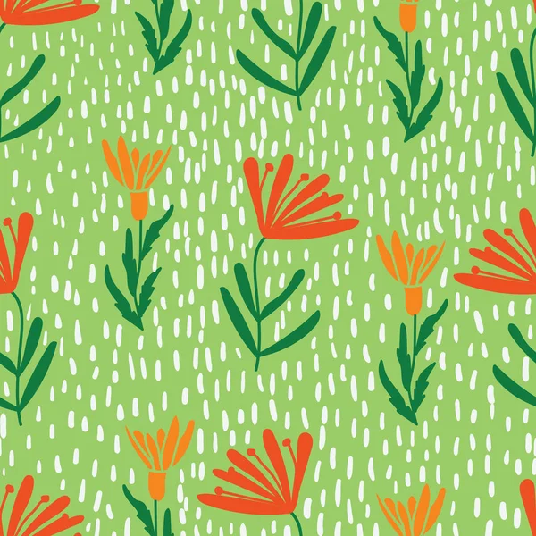 Hermoso Estampado Floral Con Puntos Que Repiten Patrón Sin Costuras — Archivo Imágenes Vectoriales