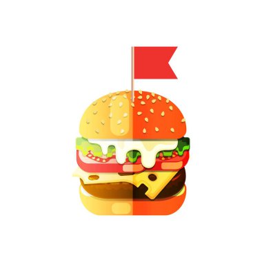 Karikatür Tarzı vektör hamburger düz tasarım