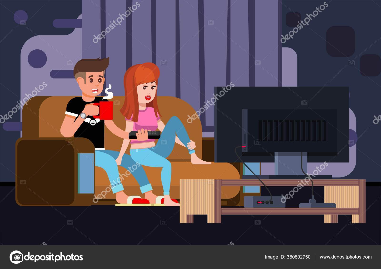 The Animated Movie Home Porn - Couple Watching Young People Relaxing Home Use Remote Control Movie Stock  Illustration by Â©Jordison #380892750
