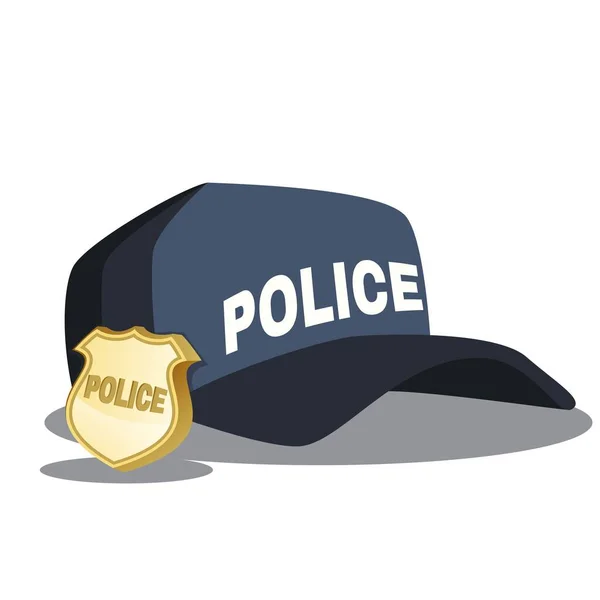 Policja kapelusz wektor ilustracja niebieski oficer policjant czapka — Wektor stockowy