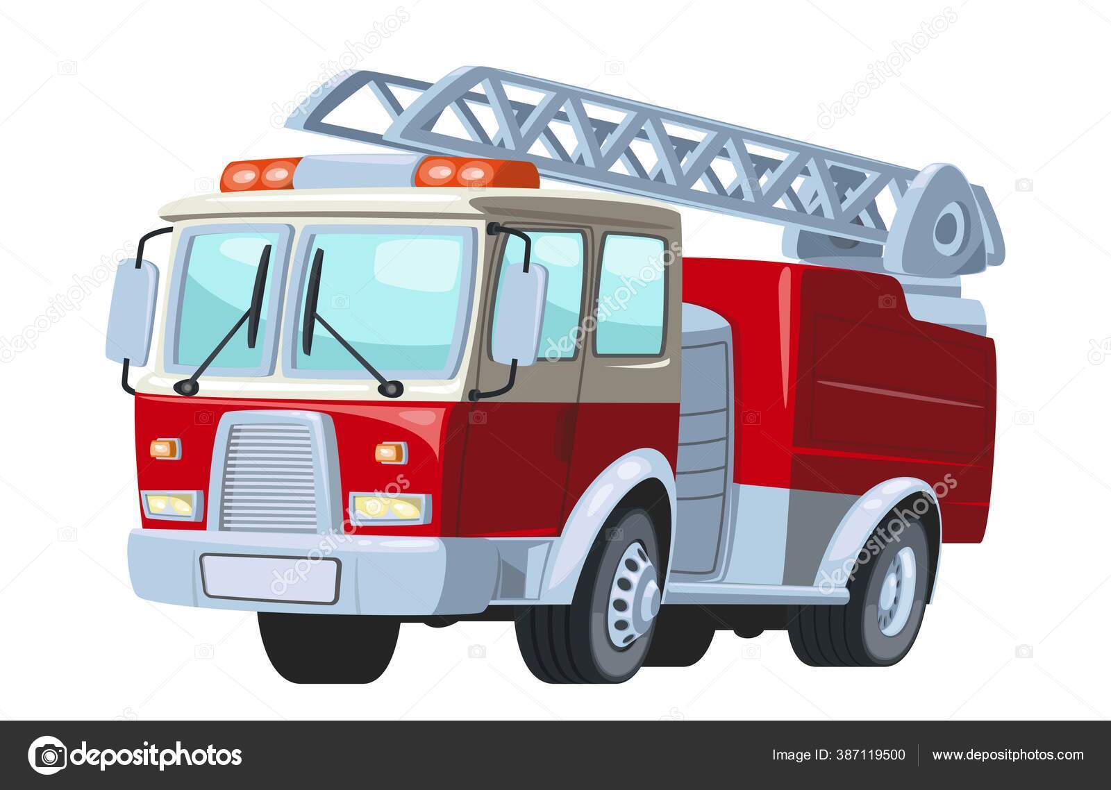 Feuerwehr Auto Aufkleber für Cartoon rot Stock-Vektorgrafik von