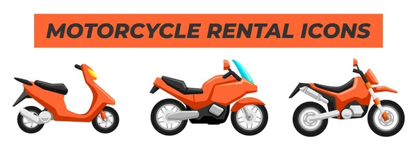 Ensemble de conception de moto vélo style plat — Image vectorielle