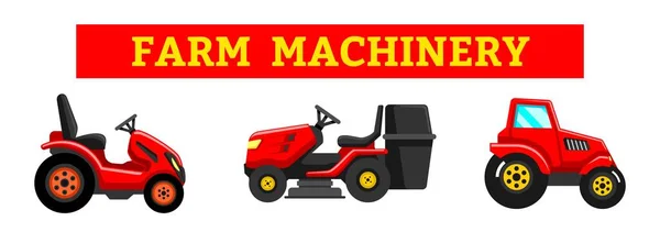 Zemědělství průmyslové zemědělství zařízení traktory nákladní automobily kombajny — Stockový vektor