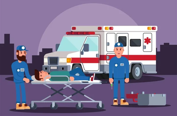 Поставщики медицинских услуг оказывают помощь в чрезвычайных ситуациях Стоковая Иллюстрация
