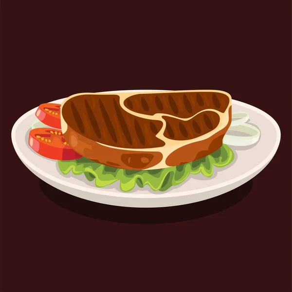 Boeuf steak détail vecteur nourriture boisson cuisine — Image vectorielle