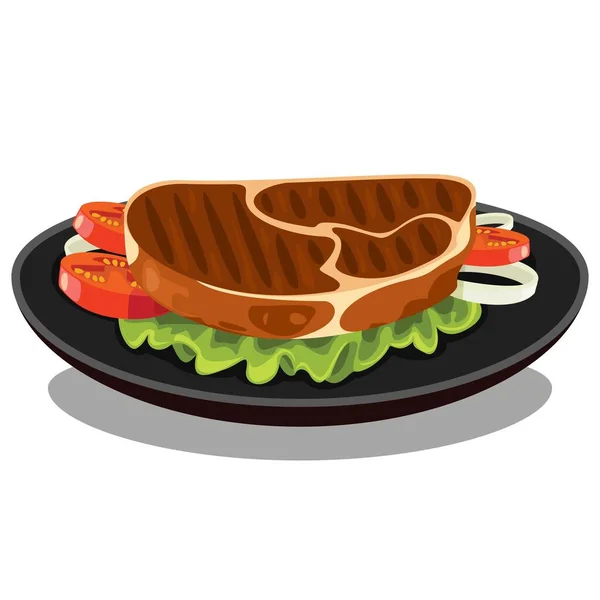 Biftek detaylı vektör yiyecek pişirme — Stok Vektör