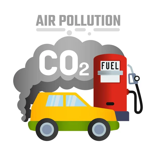 Векторный автомобиль и символический углекислый дым Лицензионные Стоковые Иллюстрации