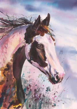 Soğuk akşamlar. Suluboya resim. 