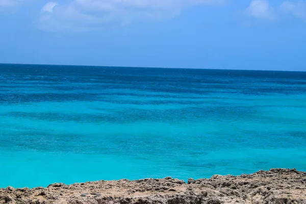加勒比海阿鲁巴岛上的亚里士多德自然公园 岩石海岸上有沙漠和海浪 — 图库照片
