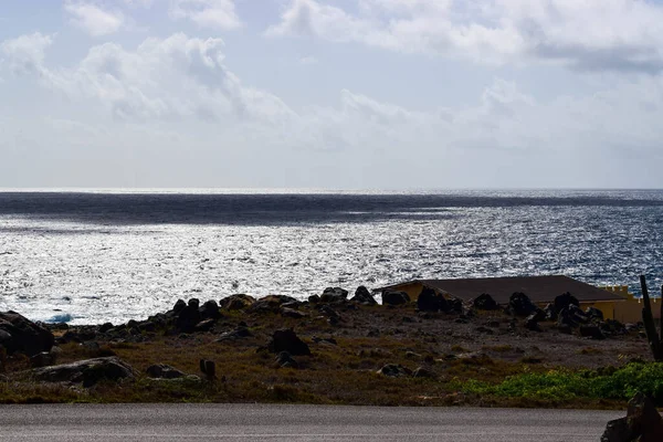 Природний Парк Арікок Острові Аруба Карибському Морі Пустелями Океанічними Хвилями — стокове фото