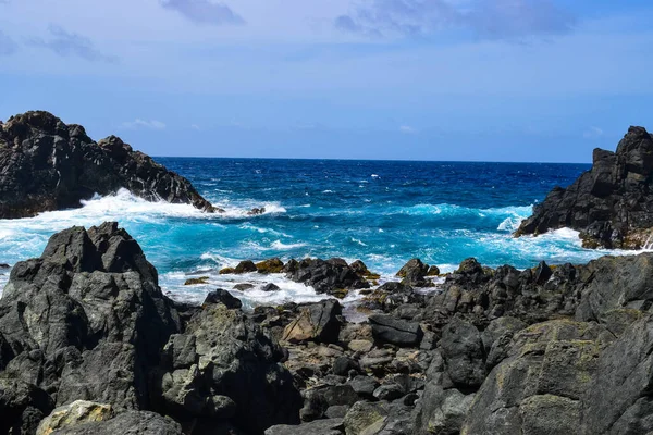 Arikok Naturpark Aruba Karibiska Havet Med Öknar Och Havsvågor Den — Stockfoto