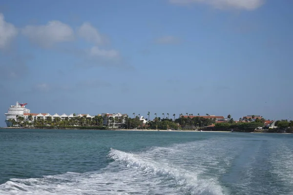 Aruba Renaissance Eiland Caribische Zee Zonnig Strand Met Wit Zand — Stockfoto