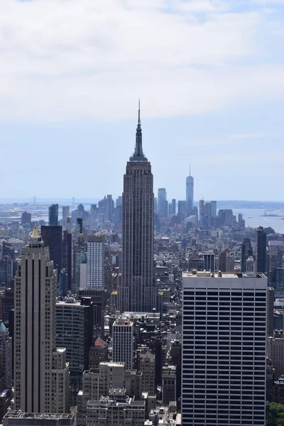 Nova York Manhattan Skyline Topo Deck Observação Rock Vista Panorâmica — Fotografia de Stock