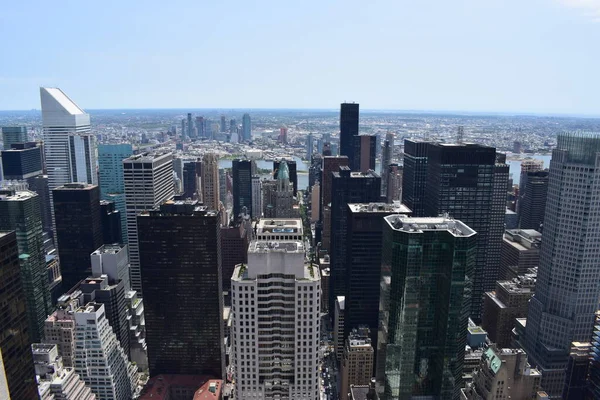 New York Manhattan Skyline Van Top Rock Observatie Dek Panoramisch — Stockfoto