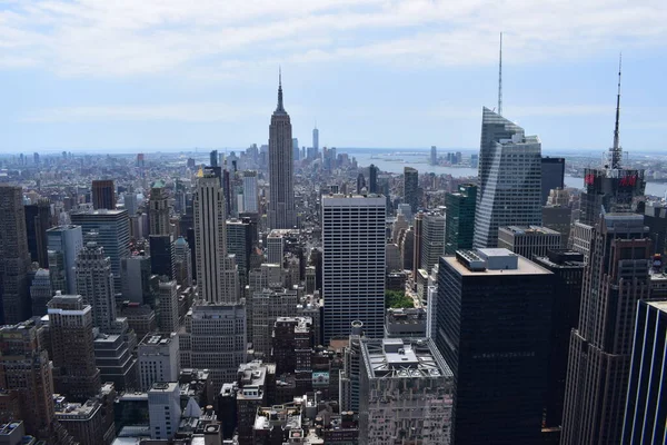 Nova York Manhattan Skyline Topo Deck Observação Rock Vista Panorâmica — Fotografia de Stock