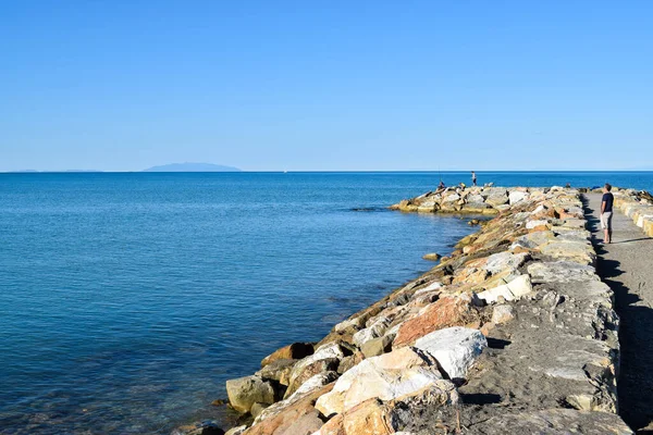 Vista Panorámica Hermosa Playa Orilla Del Mar Marina Cecina Toscana — Foto de Stock