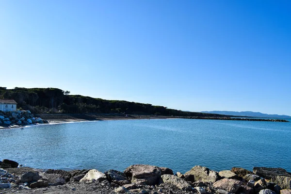 Vue Panoramique Sur Belle Plage Bord Mer Marina Cecina Toscane — Photo