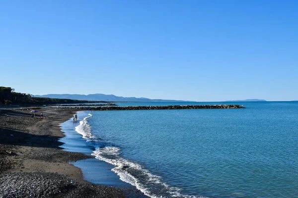 Vista Panorámica Hermosa Playa Orilla Del Mar Marina Cecina Toscana — Foto de Stock