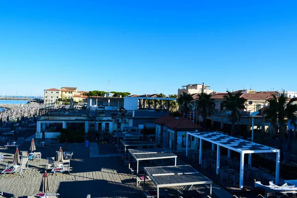 Vista Panorâmica Bela Praia Litoral Marina Cecina Toscana Itália Pela — Fotografia de Stock