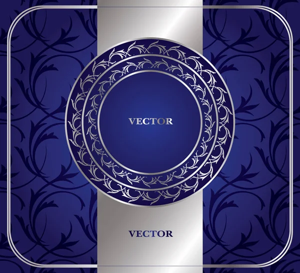 Blue Seamless Background Silver Ornament Circle — Stock Vector