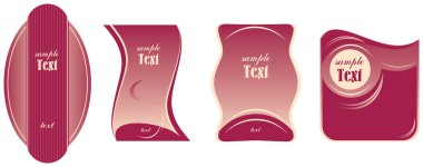 Metin veya resim alanı olan bej ve bordo renklerde etiket fikirler.