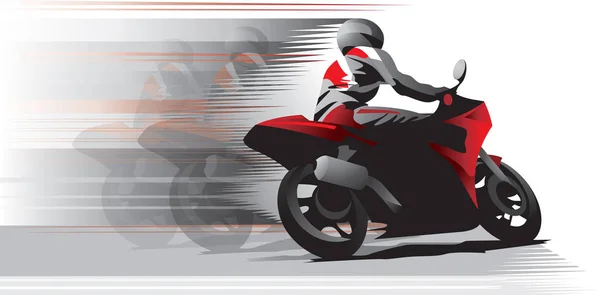 Motorcycle racer on a black and red motorcycle entering the turn. Vector