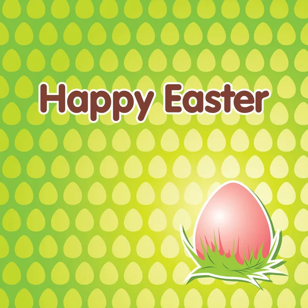 Pink Easter egg on a green background. — Stock Vector