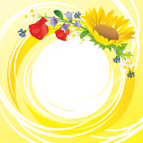 Flores de colores sobre un fondo amarillo . — Archivo Imágenes Vectoriales