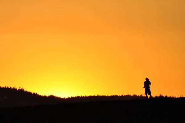 Silueta Fotógrafo Atardecer — Foto de Stock