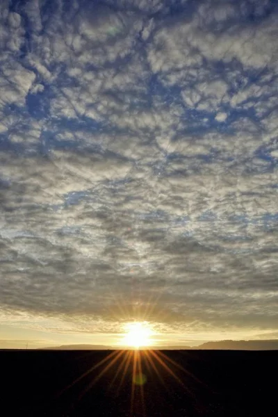 Puesta Sol Invierno Campo — Foto de Stock