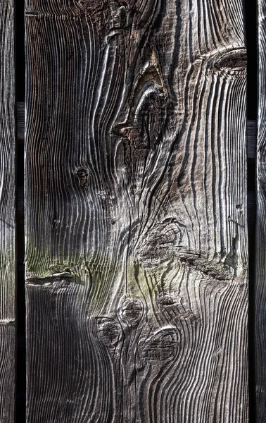 Old Dark Wooden Board Plank Closeup Natural Patterns Drawn Weather — Stock Photo, Image