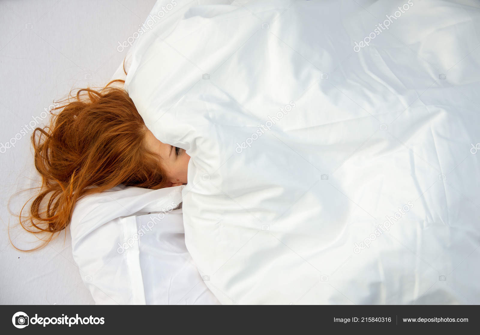 Attractive Young Sexy Red Haired Woman Face Almost