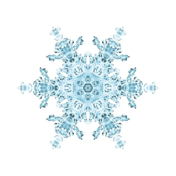 Singolo Cristallo Fiocco Neve Bianco Sfondo Natale Con Acquerello Pittura — Foto Stock