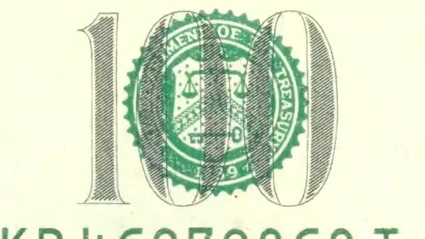 100 USD em dinheiro - animação stop motion. Dinheiro dos EUA. vista macro. Cem dólares de perto — Vídeo de Stock