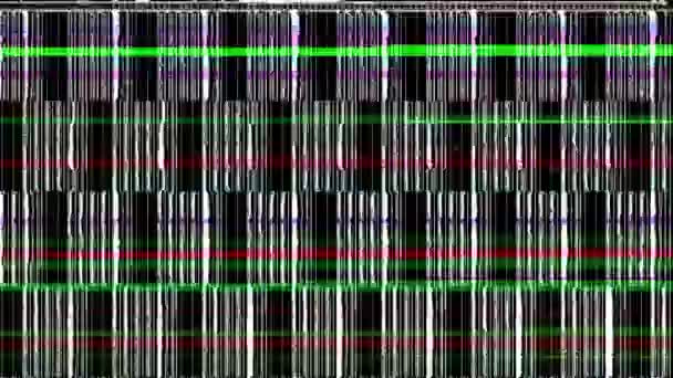 Abstract fast Color Glitch interference screen noise static television. Stripes background. Digital twitch. Error Video Damage. Technical problem. Broken monitor screen. Graphic Card Error — Stock Video