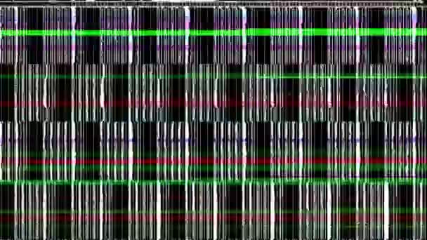 Abstracto rápido Color Glitch interferencia pantalla ruido televisión estática. Fondo de rayas. Espasmos digitales. Error de daño de vídeo. Problema técnico. Pantalla de monitor rota. Error de tarjeta gráfica — Vídeo de stock