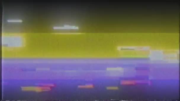 Retro VHS astratto veloce colore Glitch interferenza schermo rumore televisione statica. Strisce di sfondo. Contrazioni digitali. Danni al video di errore. Problema tecnico. Schermo del monitor rotto. Errore della scheda grafica — Video Stock