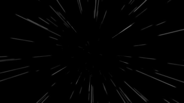 4k Abstract creatieve kosmische achtergrond. Hyper springt in een ander sterrenstelsel. snelle lichtsnelheid, neon gloeiende stralen in beweging. kleurrijke explosie, big bang. Sterrenheldere gloeiende lichten vliegen extreem snel — Stockvideo