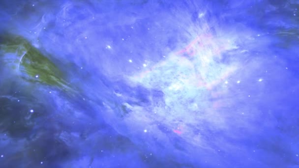 Fondo espacial azul 3D. Nebulosa de rotación de estrellas en movimiento — Vídeos de Stock
