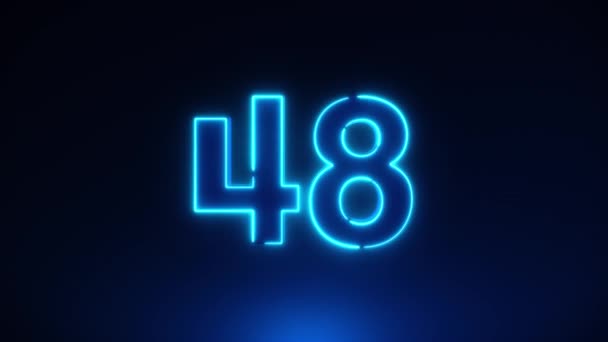 Blue Neon Light 60 Seconden Countdown op zwarte achtergrond. Drijvend dynamisch licht. Timer van 60 tot 0 seconden. 1 minuut aftellen. 30 of 10 seconden. Big 3D Nummers geanimeerd voor intro 's — Stockvideo