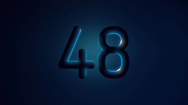 Blue Neon Light 60 Seconds Countdown на чорному тлі. Запуск динамічних світлових барів задній план. Час від 60 до 0 секунд. 1 хвилина відліку. 30 або 10 секунд. Великі 3D числа анімовані — стокове відео