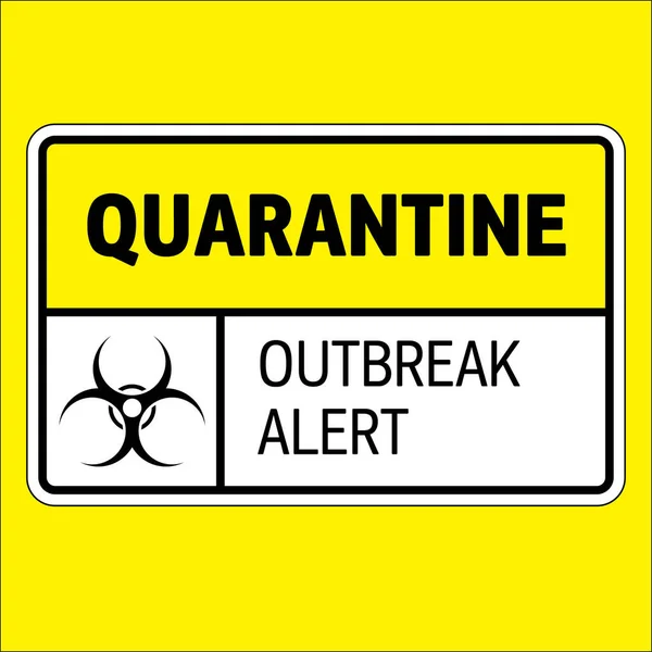 带有病毒标志的警告信息板和登记检疫 疫情警报 — 图库矢量图片