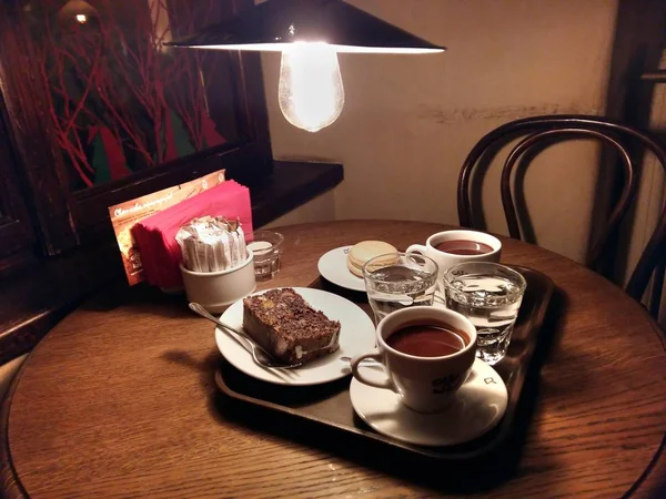 Salah Satu Dari Banyak Kafe Nyaman Lviv Dengan Coklat Panas — Stok Foto