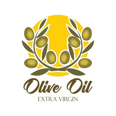 Zeytinyağı logosu, sloganı için metin alanı ile / etiket satırı, vektör çizim