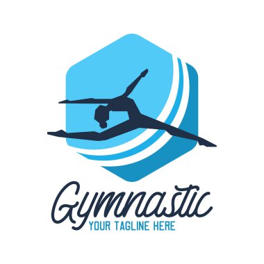 jimnastik spor logosu, sloganı için metin alanı ile / etiket satırı, vektör çizim